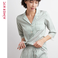 Одежда для сна aimer nyc爱慕睡衣女夏季薄款七分袖短袖条纹宽松家居服an450141