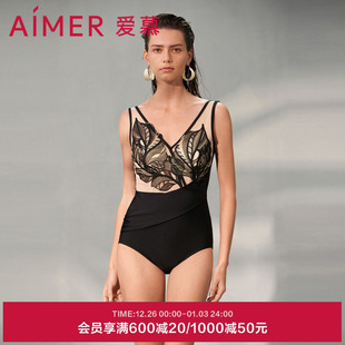 爱慕繁华之上春夏女士深V性感不对称式 连体泳衣AM689742