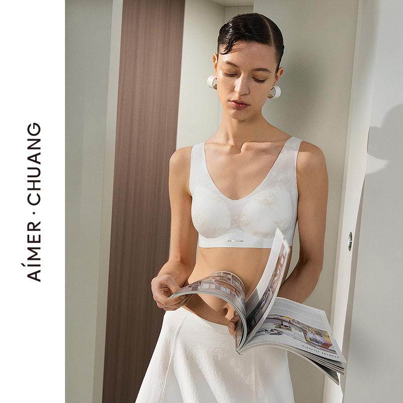 AIMER CHUANG对话4内衣女凉感圆领无钢圈背心式打底文胸CA171801