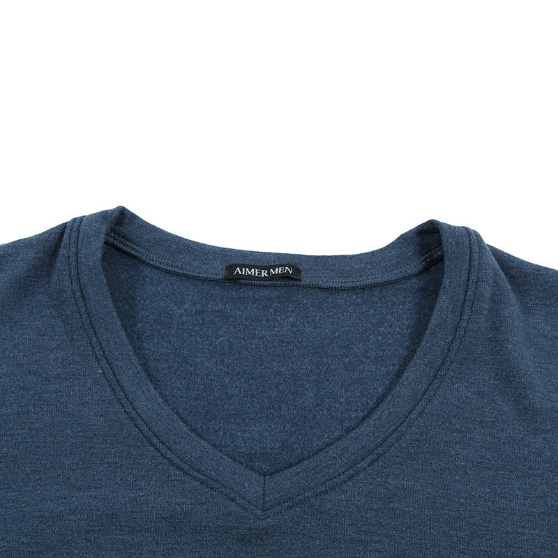 AIMER LOVES MENS WARM UNDERWEAR GENUINE SKIN-FRIENDLY WARM VELVET V-NECK CASHMERE THICKENED TOP NS72J11