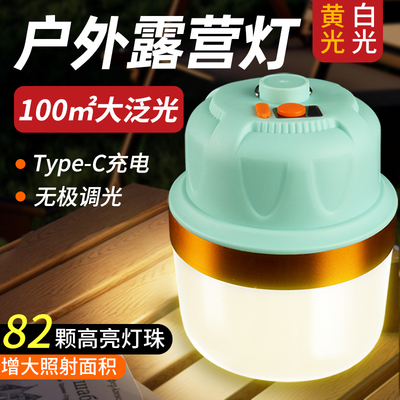 露营照明灯led超亮双光源野营户外帐篷灯挂式家庭备用充电紧急照
