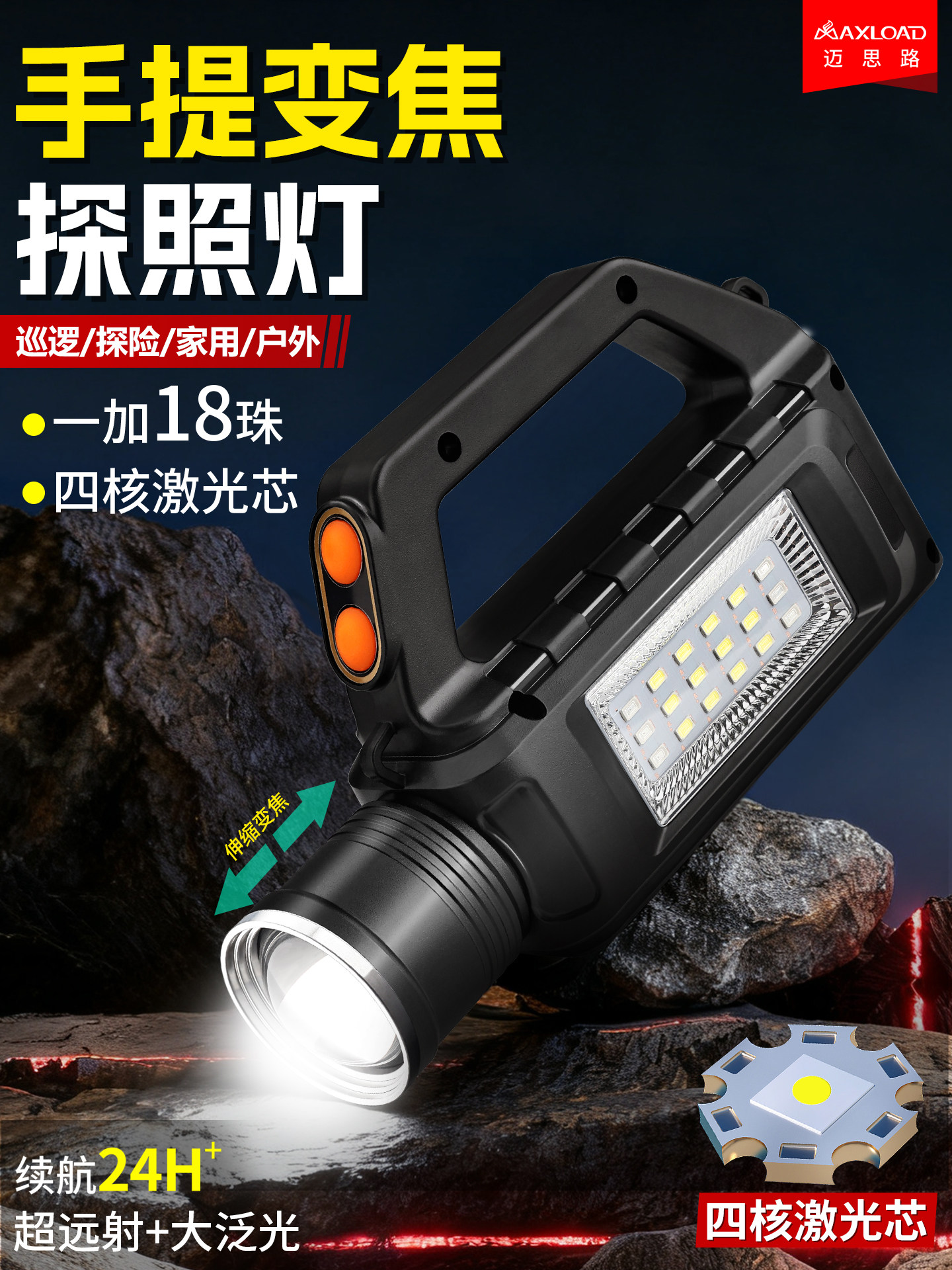 手电筒2025新款强光充电户外远射超亮小型便携防水变焦手提探照灯