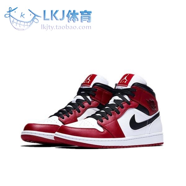 LKJ体育 Air Jordan 1 Mid AJ1 小芝加哥 黑白红 中帮 554724-173 运动鞋new 篮球鞋 原图主图