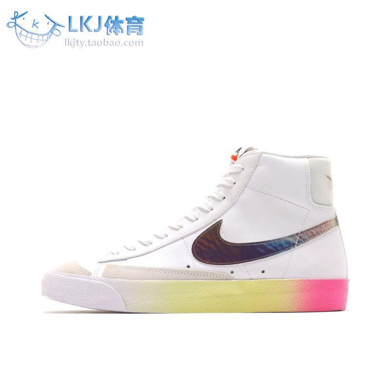 nike blazer mid 彩虹渐变 小ow 全息镭射 板鞋 cz8653-136-036
