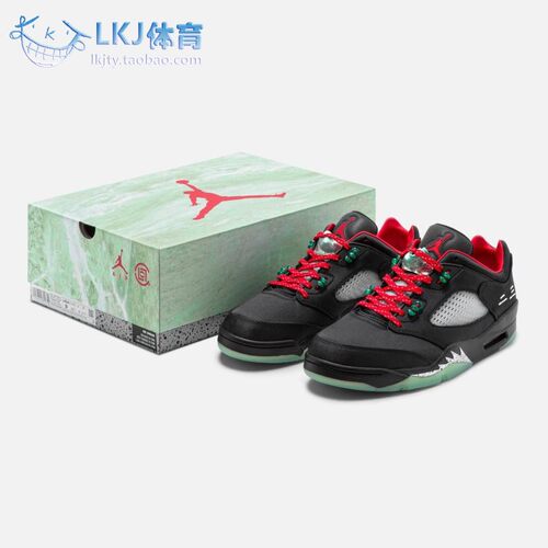 AJ5中国玉黑红CLOT联名篮球鞋