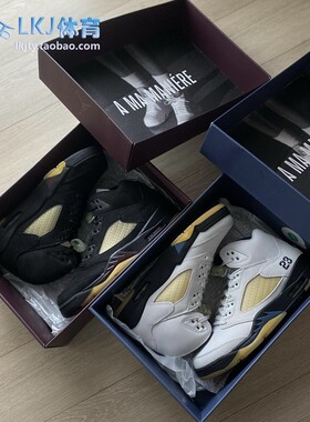 LKJ体育 Air Jordan 5 AJ5 AMM联名 黑白蓝复古篮球鞋 FZ5758-004