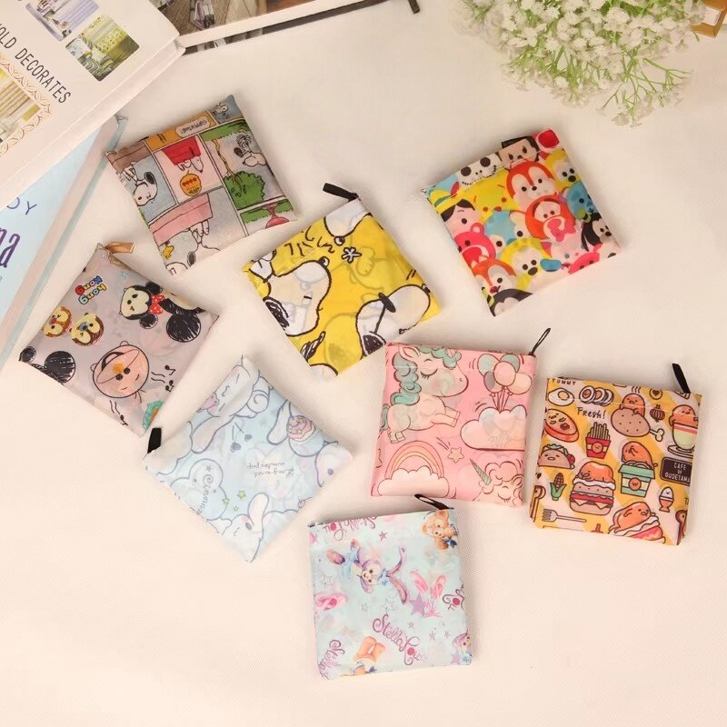 可爱卡通折叠购物袋便携单肩中号超市环保袋买菜包大布兜手提袋子