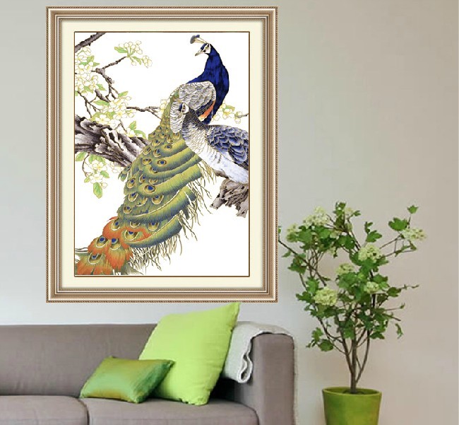 精准印花 雅慕DMC十字绣 客厅大画 动物花卉 白梅孔雀 吉祥孔雀|ruв категории домашний ткань, вышивка крестом и инструментов, принадлежностей, вышивка крестом suite - от Buy2taobao.com для оказания профессиональной услуги покупки агента Taobao