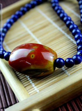 阜新玛瑙上古战国红女背云项链