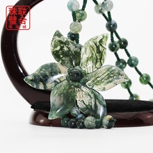 阜新天然水草玛瑙6花瓣绿色毛衣链1