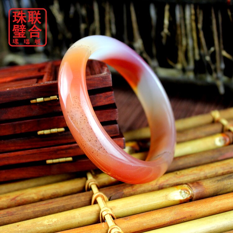 精品阜新天然花俏色缠丝玛瑙孤品加厚女士首饰品手镯生日礼物环