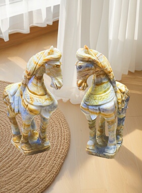 玉石马摆件马生肖吉祥物2026礼品