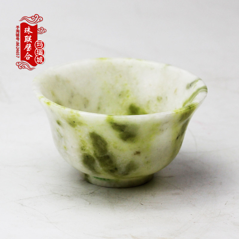 天然岫岩玉石茶碗摆件玉器茶具茶杯水杯饭碗岫玉礼品