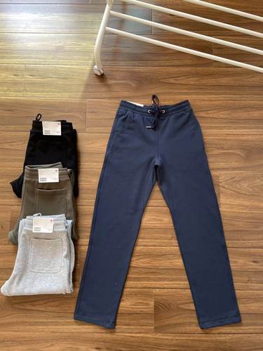 外贸日单纯棉毛圈直筒休闲裤卫裤