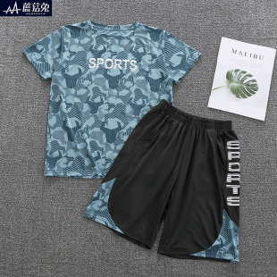 套装 加肥套装 冰丝薄款 短裤 潮酷2021 初中生胖男童运动短袖 男孩夏季