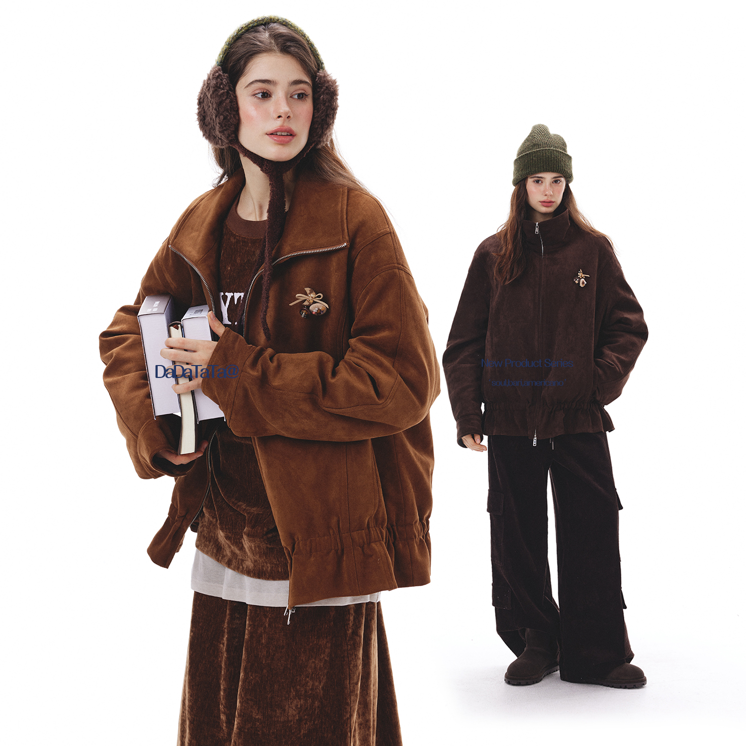 晶咕白标DADATATA11/8新品叠享65折【肉桂热酒】麂皮绗棉加厚外套