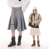 晶咕白标DADATATA 馥芮白 设计感花朵腰绳遮胯显瘦A字半身裙女