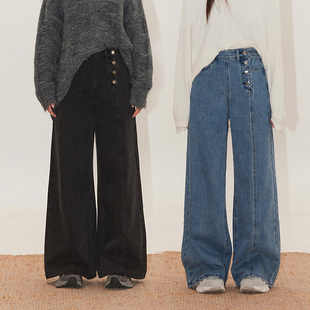 晶咕白标DADATATA水洗直筒宽松显瘦阔腿牛仔裤
