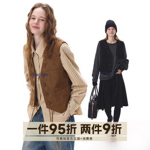 晶咕白标DADATATA 复古游牧风绑带编织叠穿小马甲女 洛克小调