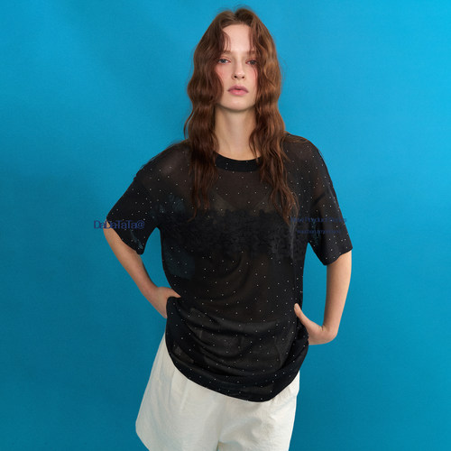 晶咕白标DADATATA 大码女装微胖【白女出街】薄款舒适针织短袖T恤