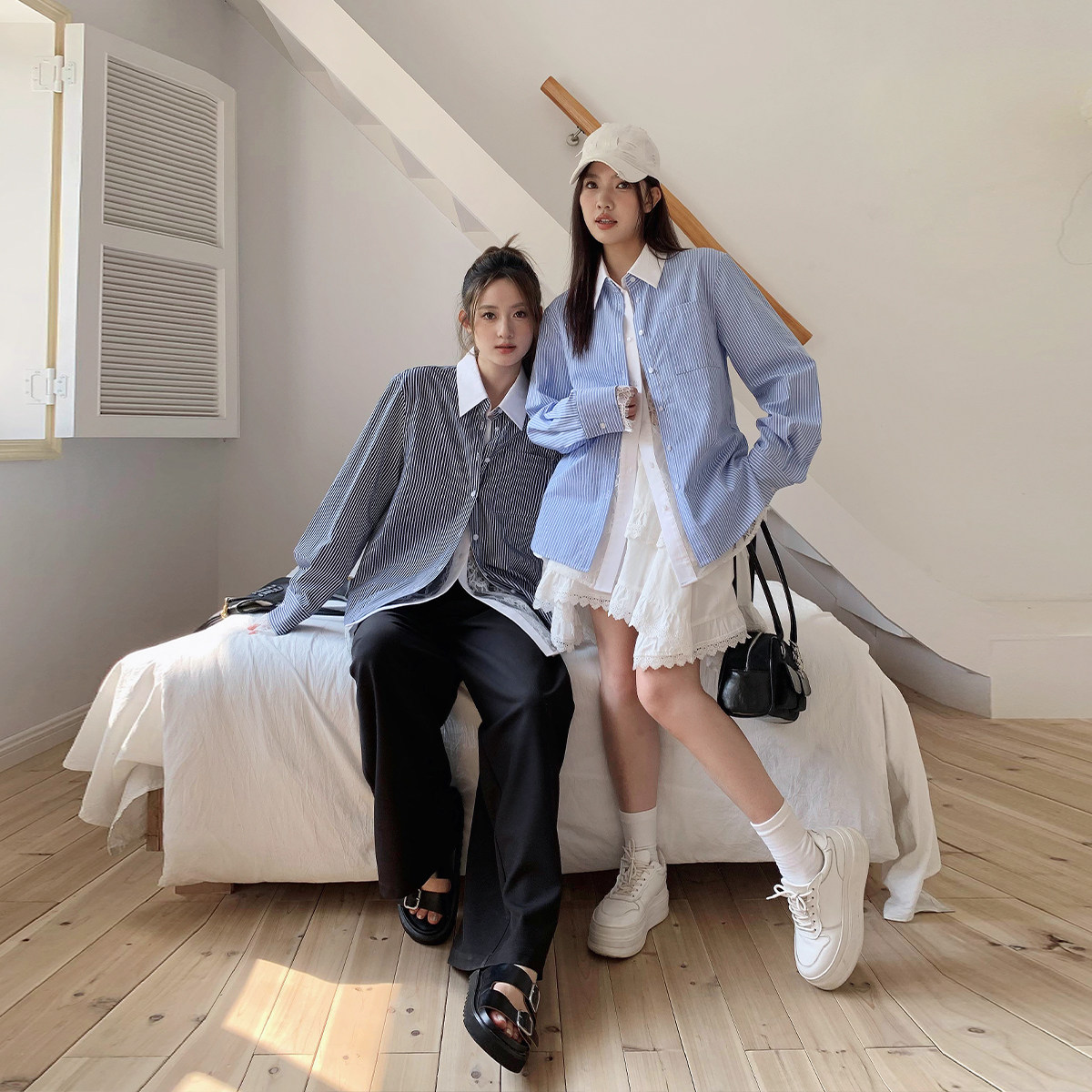 晶咕白标DADATATA蕾丝拼接条纹假两件衬衫女早秋大码衬衣,女装/女士精品,衬衫,淘宝优惠券,粉丝福利购,淘宝优惠卷