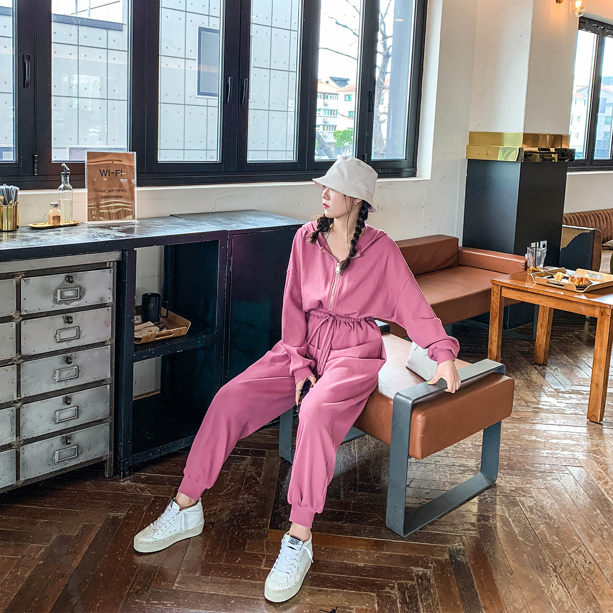晶咕家连体裤套装女2019新款春秋连体衣休闲裤宽松裤子显瘦百搭限时2件3折