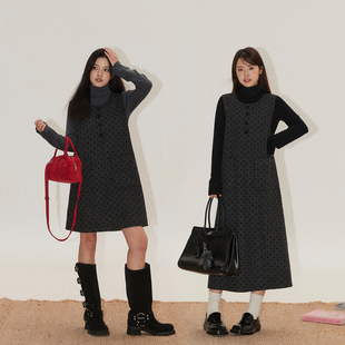 晶咕白标DADATATA高领针织上衣+长短款背心连衣裙