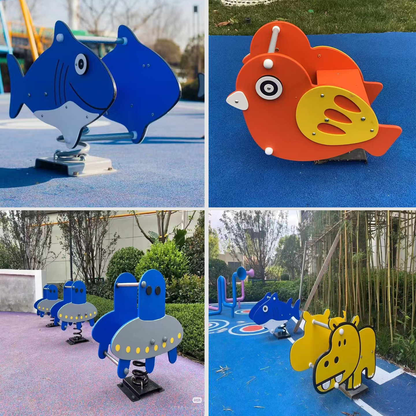户外儿童PE板摇马幼儿园小区塑料动物弹簧摇摇乐木马跷跷板定制