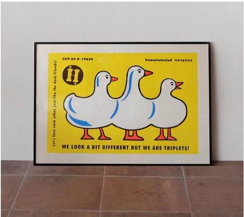 鸭子儿童房卧室床头拍照装饰画芯