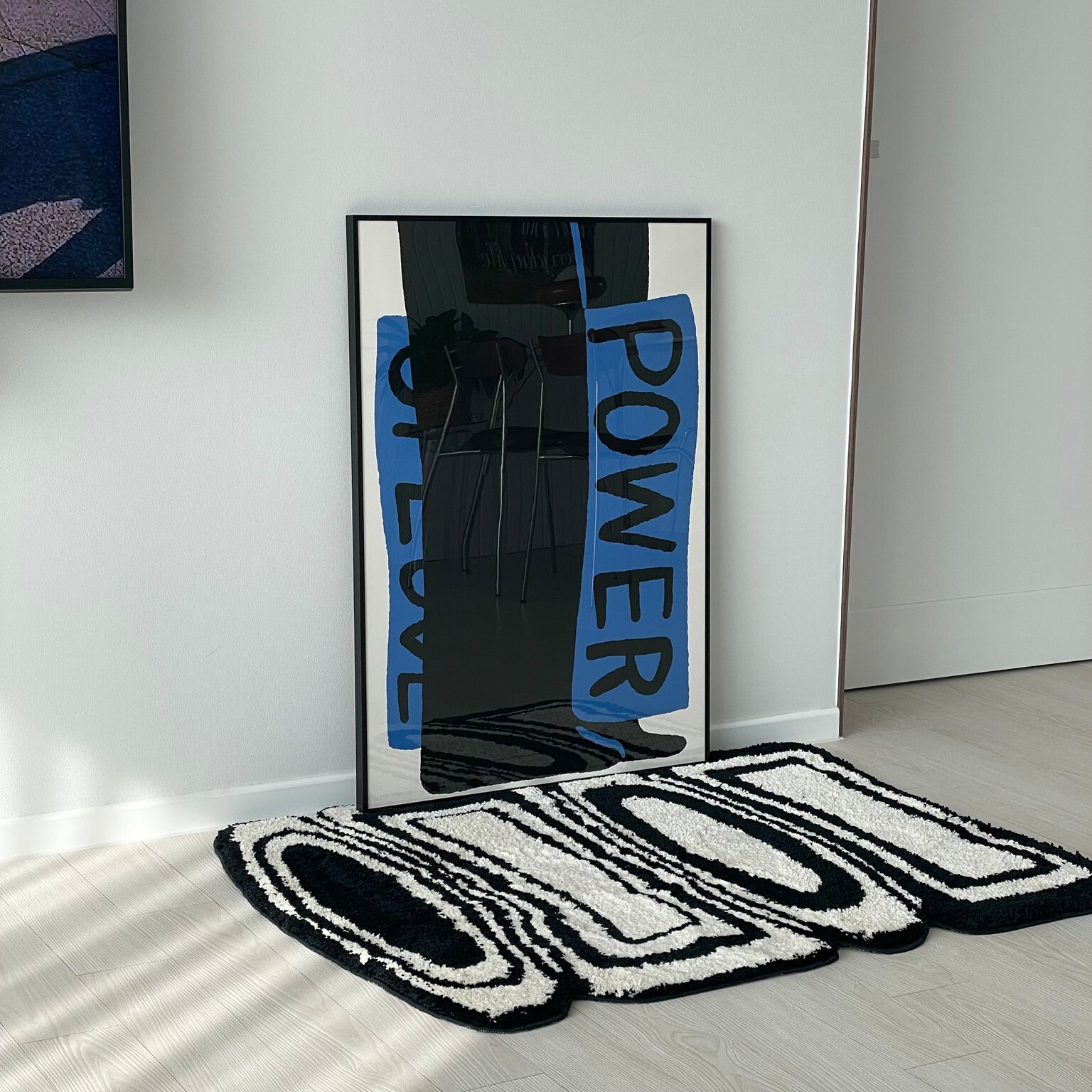 爱的力量 韩国ins中古抽象清新蓝色小众现代海报印刷相框装饰画