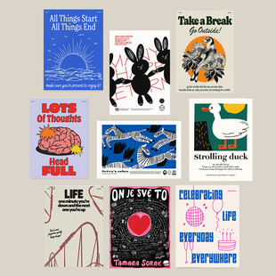 韩国插画咖啡馆ins海报服装店装饰画 墙贴纸蛋糕店卡通挂画