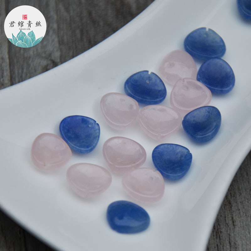 君绾青丝天然粉晶雕刻10*11MM小玫瑰花瓣手工东陵玉diy饰品配件汉