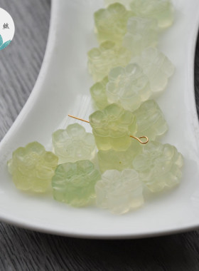 纯天然无优化岫玉天青冻莲花