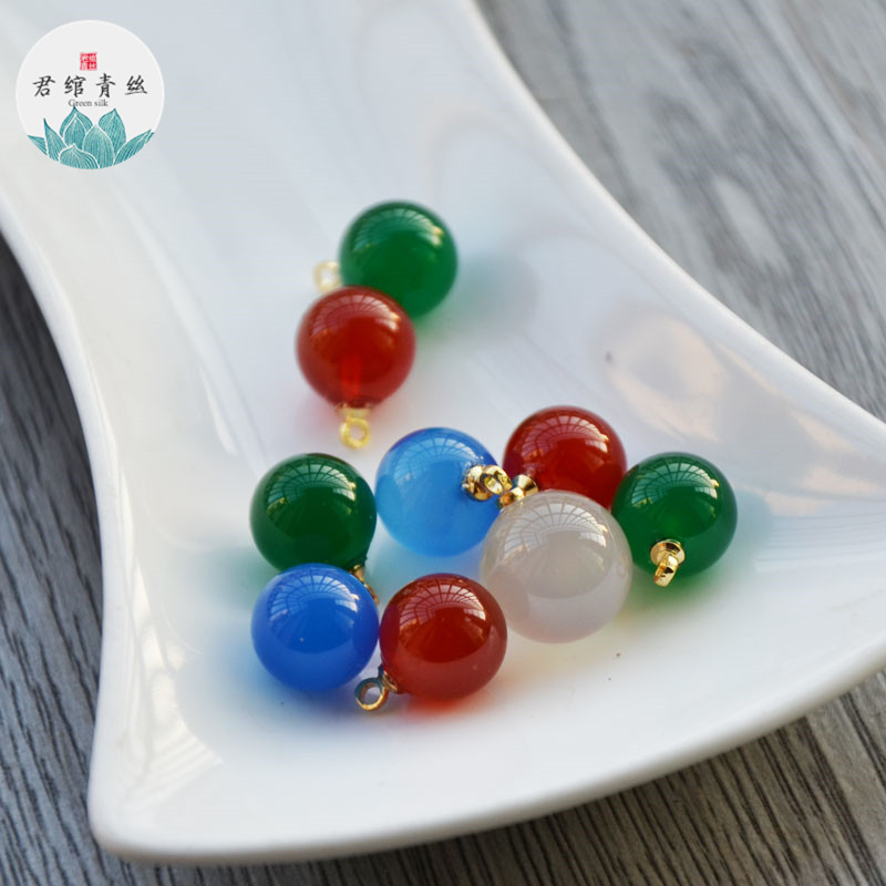 天然玛瑙圆珠提溜吊坠散珠坠子