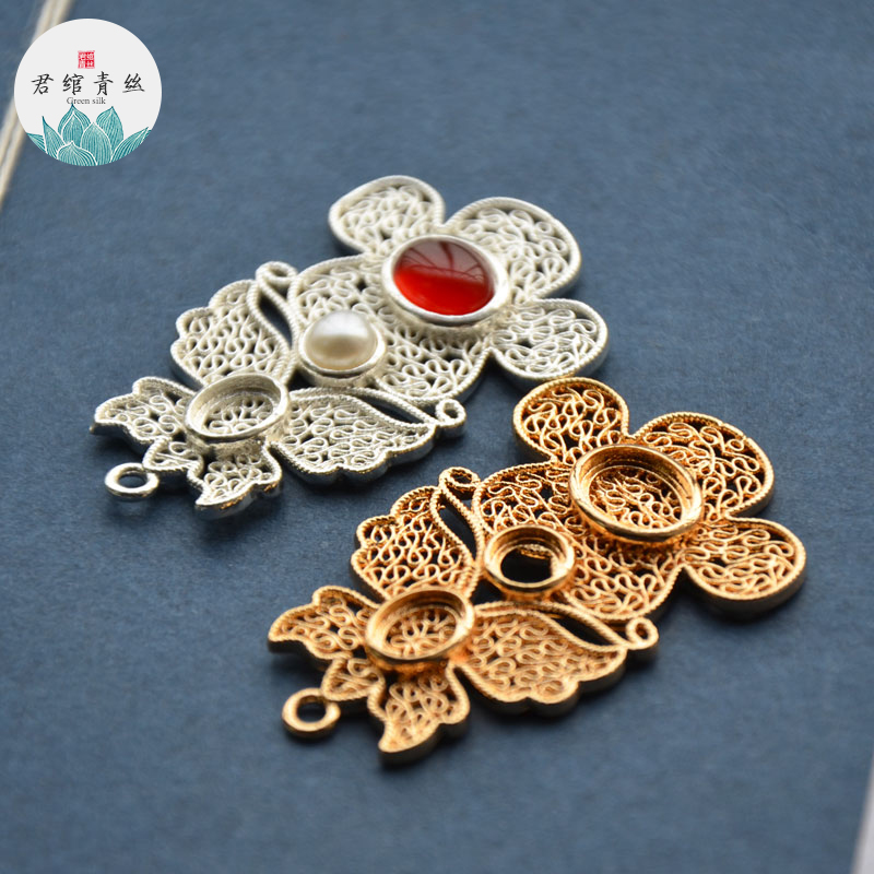 diy纯铜手工镶嵌掐丝吊坠发簪