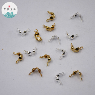 君绾青丝 古风发簪纯铜diy材料配件 双头包扣3MM包定位珠饰品配件