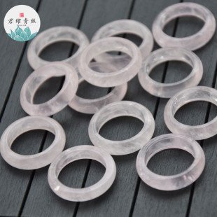 君绾青丝纯天然无优化粉晶冰种戒指圆环指环跑环吊坠国风饰品配件