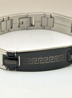 黑色钛钢男士欧美风手链