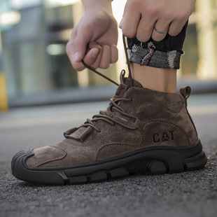 靴大黄靴 复古耐磨耐脏高帮户外工装 卡特CAT男鞋 头层猪皮休闲鞋