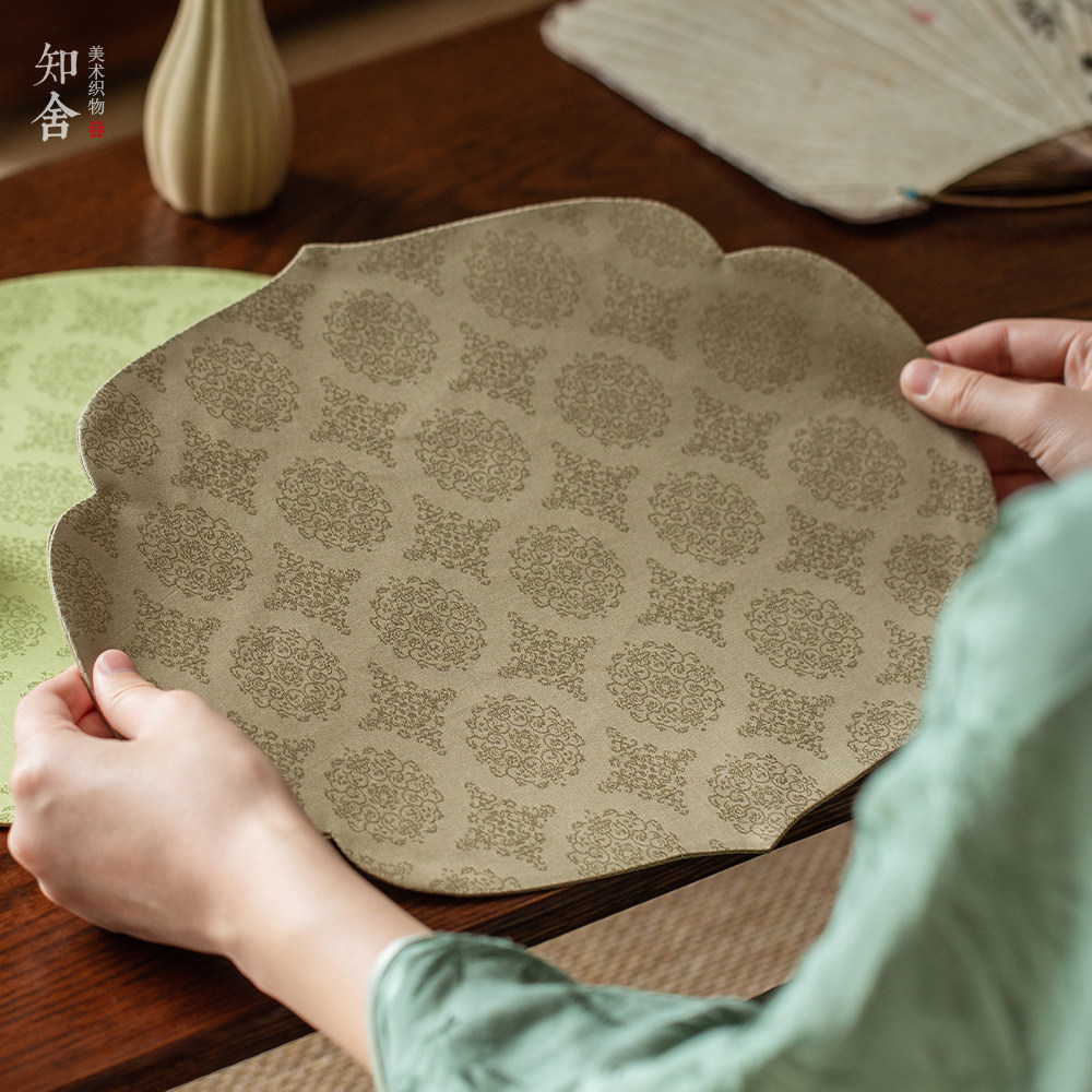 精梳全棉团花莲花干泡茶垫高端轻奢宫廷双面布艺茶席茶道知舍原创,居家布艺,茶席,淘宝优惠券,粉丝福利购,淘宝优惠卷
