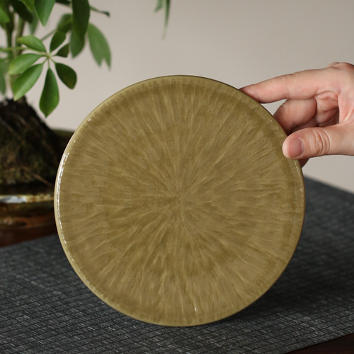 吴俊杰龙泉纯手工浮雕青瓷功夫茶具壶承个性干泡台陶瓷茶托盘孤品