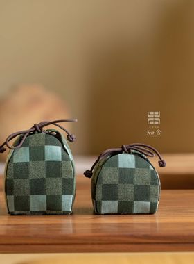 知舍·香云纱编织格纹惜福袋系列 手工缝制 知舍原创