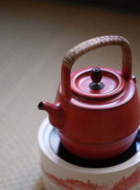 景德镇FST山楂红陶壶苏打釉老岩泥煮茶壶电陶炉煮老白茶烧水壶