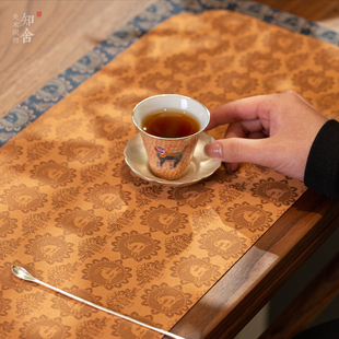 月兔纹织锦茶席复古高端中式双面茶垫布垫喝茶茶铺酒店民宿干泡席