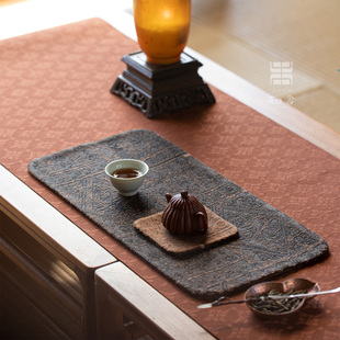 知舍·香云纱重磅柞蚕丝新中式复古宫廷风隔热手工双层茶桌垫