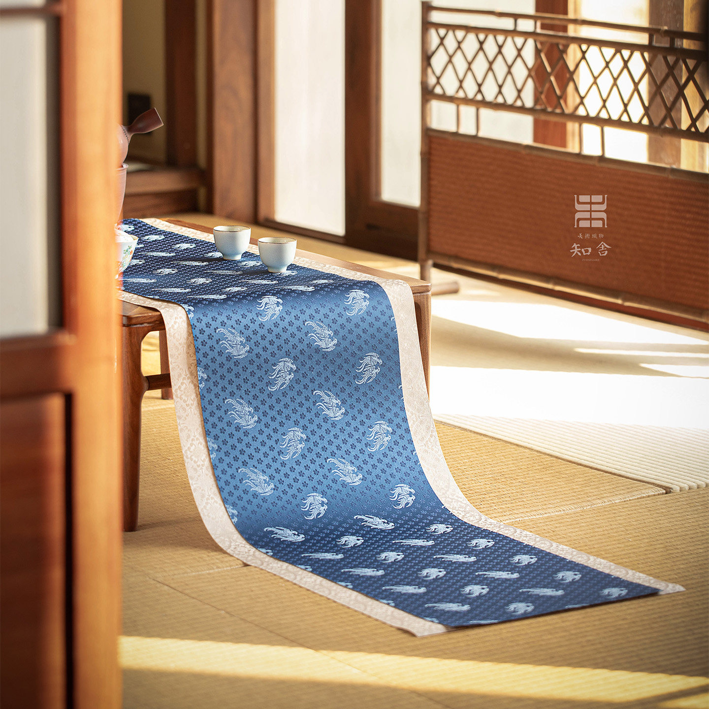 知舍·静好系列茶席套组复古新中式茶桌台布垫子双面禅意布艺桌旗