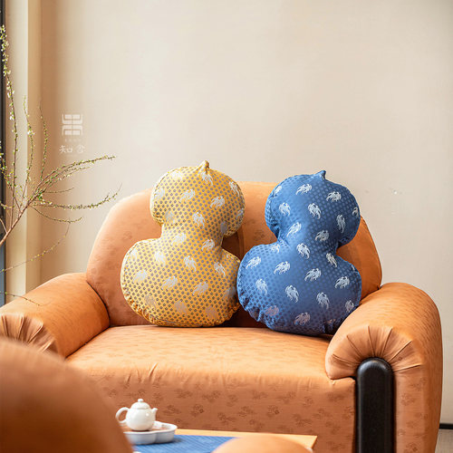 知舍·静好系列葫芦靠枕茶室办公室中式靠垫座椅沙发靠抱枕靠背