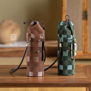 知舍·编织格纹保温壶便携袋中式复古风传家壶袋夹棉防震