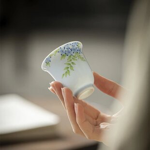 明知山志碧落蓝手绘品茗杯玉泥功夫茶具家用茶杯闻香杯家用文人器