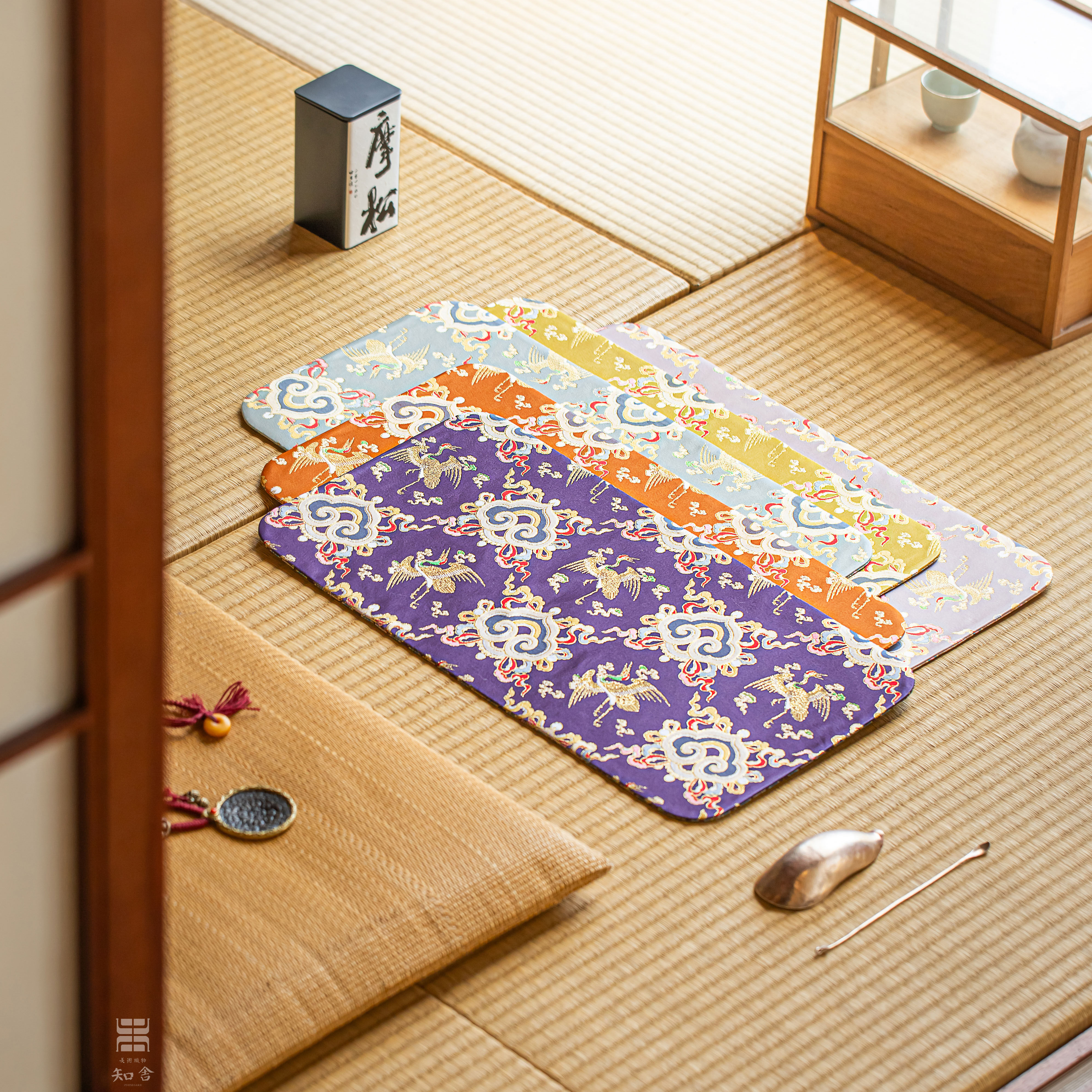 知舍·如意云鹤纹干泡席复古新中式茶桌台布垫子双面禅意布艺桌旗,居家布艺,茶席,淘宝优惠券,粉丝福利购,淘宝优惠卷